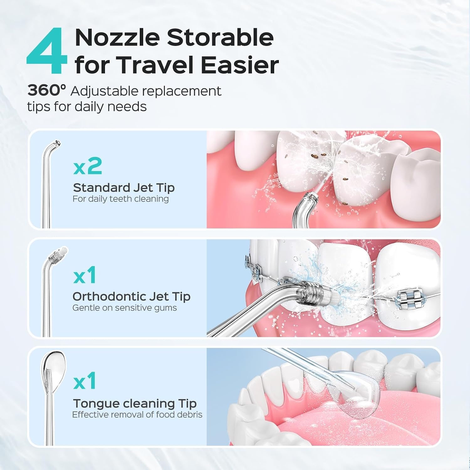 image:imageCOSLUS T40 Mini Water Flosser for Travel Portable Compact Design Cordless Oral Irrigator with 4 Jet Tips Removable Tank amp IPX7 Waterproof for Braces Sensitive Teeth amp OnTheGo Use Pink Purple  Cordless Oral Irrigator Builtin Tip Storage 4 Modes for Braces Orthodontic Sensitive Teeth OntheGo Use Pink PurpleBlack