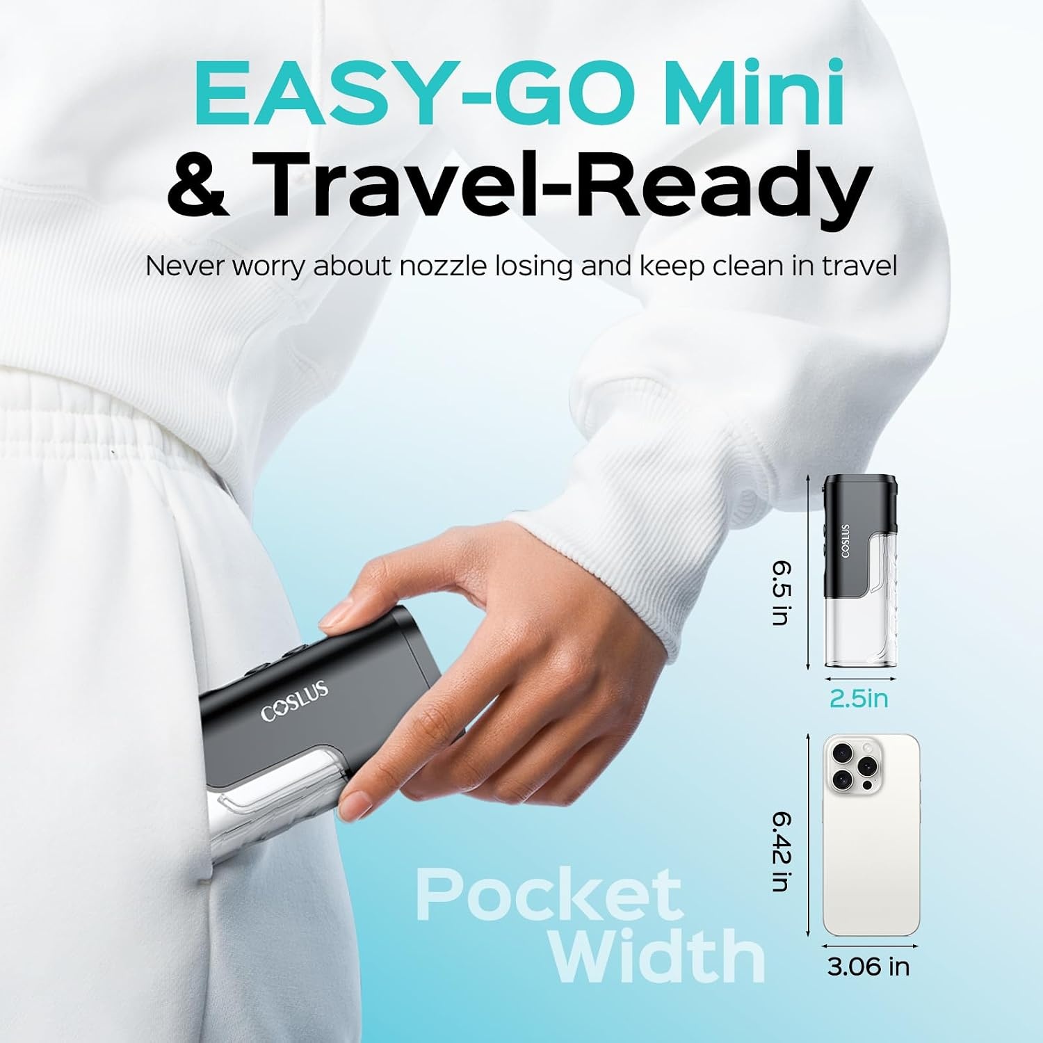 image:imageCOSLUS T40 Mini Water Flosser for Travel Portable Compact Design Cordless Oral Irrigator with 4 Jet Tips Removable Tank amp IPX7 Waterproof for Braces Sensitive Teeth amp OnTheGo Use Pink Purple  Cordless Oral Irrigator Builtin Tip Storage 4 Modes for Braces Orthodontic Sensitive Teeth OntheGo Use Pink PurpleBlack