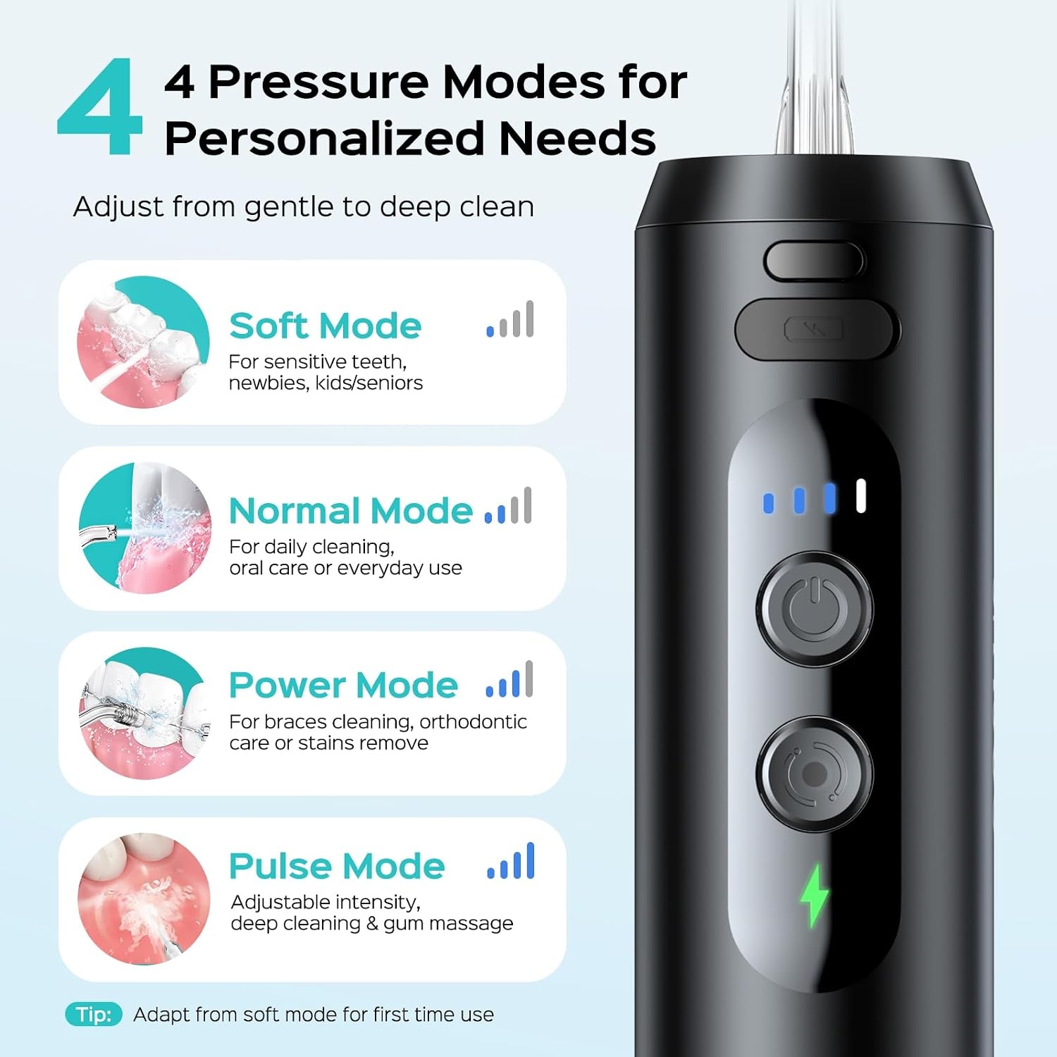 image:imageCOSLUS T40 Mini Water Flosser for Travel Portable Compact Design Cordless Oral Irrigator with 4 Jet Tips Removable Tank amp IPX7 Waterproof for Braces Sensitive Teeth amp OnTheGo Use Pink Purple  Cordless Oral Irrigator Builtin Tip Storage 4 Modes for Braces Orthodontic Sensitive Teeth OntheGo Use Pink PurpleBlack