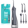 image:imageCOSLUS ADA Accepted C20 Water Dental Flosser Teeth Pick 300ML Larger Tank  Portable Rechargeable Oral Irrigator for Orthodontic amp Sensitive Gums Cordless for Travel Family Double Set BlackampPinkSky Grey