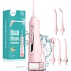 image:imageCOSLUS ADA Accepted C20 Water Dental Flosser Teeth Pick 300ML Larger Tank  Portable Rechargeable Oral Irrigator for Orthodontic amp Sensitive Gums Cordless for Travel Family Double Set BlackampPinkPink