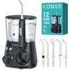 image:imageCOSLUS E2 Water Dental Flosser for Teeth Cleaning MultiUser Family Use  12 Pressure Settings amp 2 Modes for Orthodontic Braces Sensitive Patented Storage 5 Jet Tips and 600ML Tank Home GreenBlack