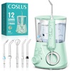 image:imageCOSLUS E2 Water Dental Flosser for Teeth Cleaning MultiUser Family Use  12 Pressure Settings amp 2 Modes for Orthodontic Braces Sensitive Patented Storage 5 Jet Tips and 600ML Tank Home GreenGreen