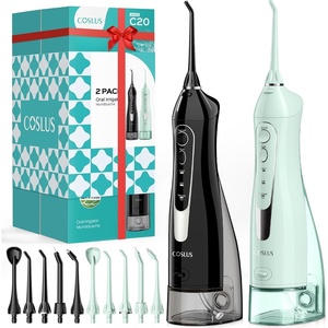 image:imageCOSLUS ADA Accepted C20 Water Dental Flosser Teeth Pick 300ML Larger Tank  Portable Rechargeable Oral Irrigator for Orthodontic amp Sensitive Gums Cordless for Travel Family Double Set BlackampPinkBlackgreen