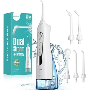 image:imageCOSLUS ADA Accepted C20 Water Dental Flosser Teeth Pick 300ML Larger Tank  Portable Rechargeable Oral Irrigator for Orthodontic amp Sensitive Gums Cordless for Travel Family Double Set BlackampPinkWhite