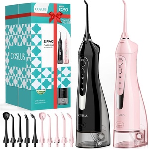image:imageCOSLUS ADA Accepted C20 Water Dental Flosser Teeth Pick 300ML Larger Tank  Portable Rechargeable Oral Irrigator for Orthodontic amp Sensitive Gums Cordless for Travel Family Double Set BlackampPinkBlackpink