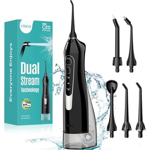 image:imageCOSLUS ADA Accepted C20 Water Dental Flosser Teeth Pick 300ML Larger Tank  Portable Rechargeable Oral Irrigator for Orthodontic amp Sensitive Gums Cordless for Travel Family Double Set BlackampPinkBlack