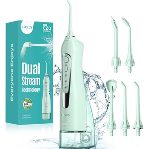 image:imageCOSLUS ADA Accepted C20 Water Dental Flosser Teeth Pick 300ML Larger Tank  Portable Rechargeable Oral Irrigator for Orthodontic amp Sensitive Gums Cordless for Travel Family Double Set BlackampPinkGreen