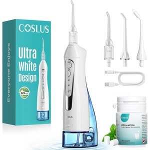 image:imageCOSLUS ADA Accepted C20 Water Dental Flosser Teeth Pick 300ML Larger Tank  Portable Rechargeable Oral Irrigator for Orthodontic amp Sensitive Gums Cordless for Travel Family Whitening Set BlackWhite