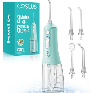 image:imageCOSLUS ADA Accepted C51 Water Dental Flosser for Teeth 3 Modes 6 Pressure  Water Dental Pick for Orthodontic Braces Sensitive Gums Multiple Users Compact for Travel Builtin Nozzle Storage WhiteGreen