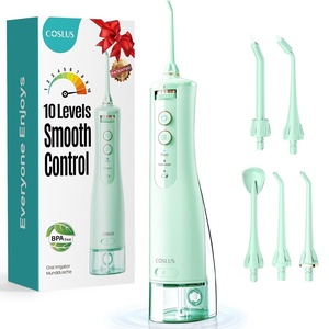 image:imageCOSLUS ADA Accepted E40 Water Dental Flosser 10 Pressure Levels Easy Use  Professional Water Dental Pick Safe for Orthodontic Braces amp Sensitive Teeth Gums Cordless for Travel Family Use BlackGreen