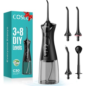 image:imageCOSLUS C30 Portable Water Dental Flosser Pick Teeth Upgraded DIY Mode  300ML Larger Tank 4 Modes for Family Gentle amp Precision Oral Care Cordless Portable for Home Travel Use White 1PcsBlack