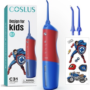 image:imageCOSLUS C31 Kids Water Dental Flosser Safe amp Gentle Cleaning for Ages 6  4 Modes for Braces amp Gums Care Cordless Dental Pick Portable for Travel IPX7 Waterproof BPAFree Blue WhiteRed Blue