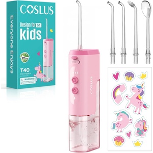 image:imageCOSLUS T40 Portable Water Flosser for Kids Compact Mini Design for Ages 6  4 Gentle Modes for Braces amp Sensitive Teeth Fun DIY Stickers 4 Storable Nozzles Home School amp Travel IPX7 BPAFree PinkPink
