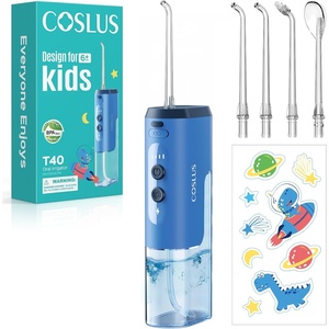 image:imageCOSLUS T40 Portable Water Flosser for Kids Compact Mini Design for Ages 6  4 Gentle Modes for Braces amp Sensitive Teeth Fun DIY Stickers 4 Storable Nozzles Home School amp Travel IPX7 BPAFree PinkBlue